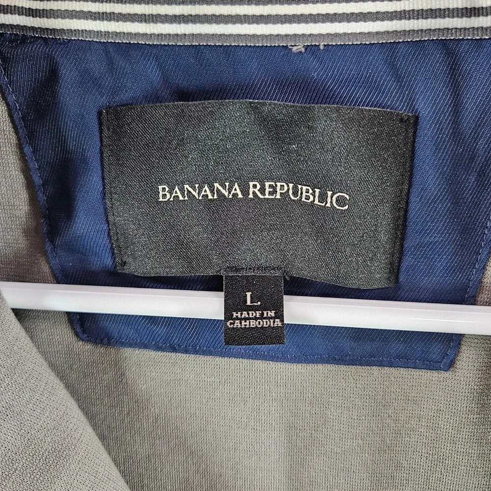 Banana Republic Mens Grey Mixed Media Hooded Full Zip Jacket Large